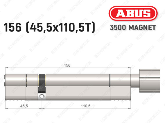 Циліндр ABUS BRAVUS MAGNET 3500 MX, з тумблером, 155 мм (45х110T)