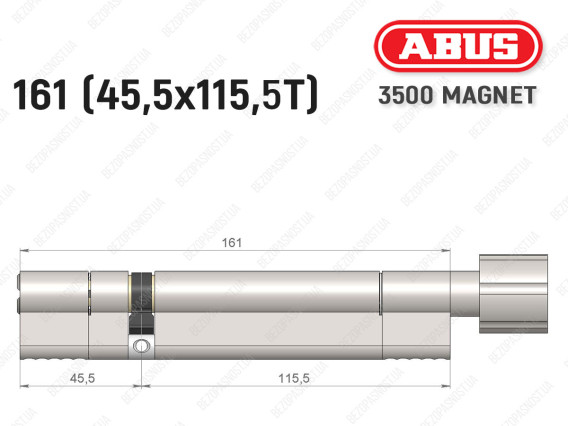 Цилиндр ABUS BRAVUS MAGNET 3500 MX, с тумблером, 160 мм (45х115T)