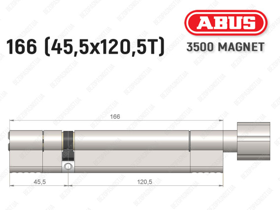 Цилиндр ABUS BRAVUS MAGNET 3500 MX, с тумблером, 165 мм (45х120T)