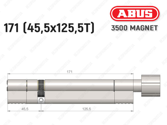 Цилиндр ABUS BRAVUS MAGNET 3500 MX, с тумблером, 170 мм (45х125T)