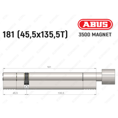 Цилиндр ABUS BRAVUS MAGNET 3500 MX, с тумблером, 180 мм (45х135T)