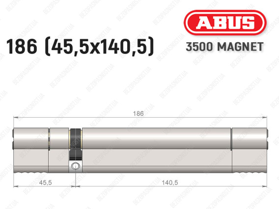 Циліндр ABUS BRAVUS MAGNET 3500 MX, ключ-ключ, 185 мм (45х140)