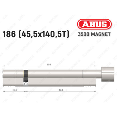 Циліндр ABUS BRAVUS MAGNET 3500 MX, з тумблером, 185 мм (45х140T)