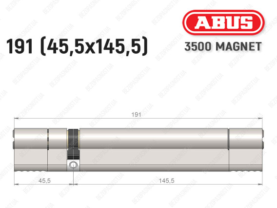 Циліндр ABUS BRAVUS MAGNET 3500 MX, ключ-ключ, 190 мм (45х145)