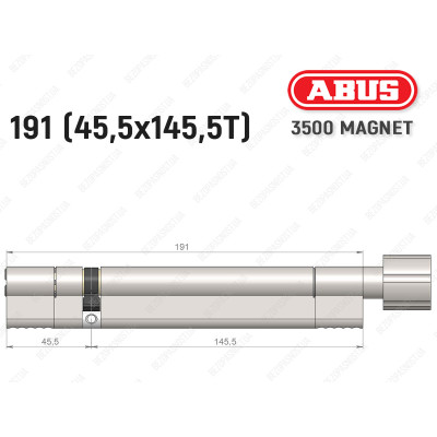 Циліндр ABUS BRAVUS MAGNET 3500 MX, з тумблером, 190 мм (45х145T)