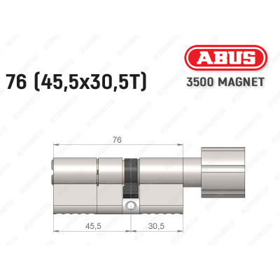 Циліндр ABUS BRAVUS MAGNET 3500 MX, з тумблером, 75 мм (45х30T)