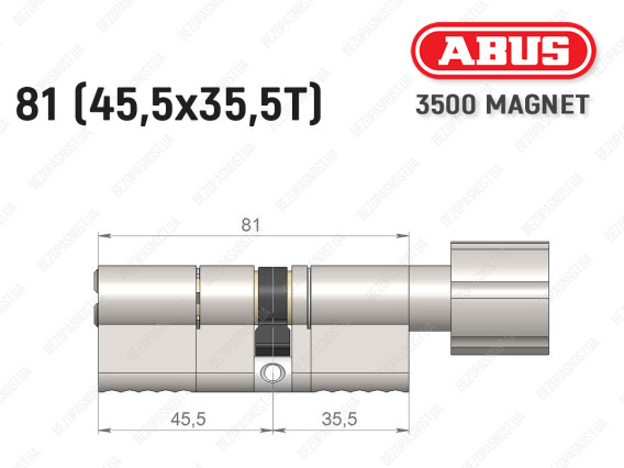 Цилиндр ABUS BRAVUS MAGNET 3500 MX, с тумблером, 80 мм (45х35T)