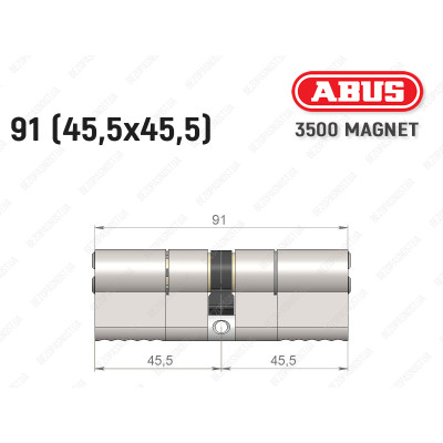Цилиндр ABUS BRAVUS MAGNET 3500 MX, ключ-ключ, 90 мм (45х45)