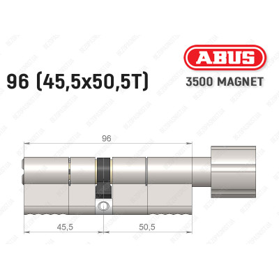 Циліндр ABUS BRAVUS MAGNET 3500 MX, з тумблером, 95 мм (45х50T)