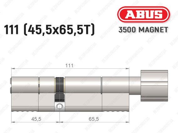Циліндр ABUS BRAVUS MAGNET 3500 MX, з тумблером, 110 мм (45х65T)