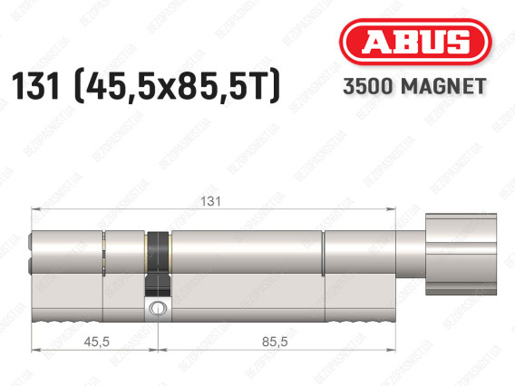 Цилиндр ABUS BRAVUS MAGNET 3500 MX, с тумблером, 130 мм (45х85T)