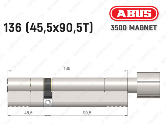 Цилиндр ABUS BRAVUS MAGNET 3500 MX, с тумблером, 135 мм (45х90T)