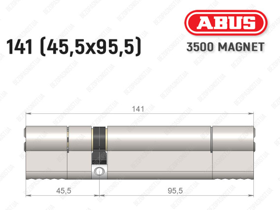 Циліндр ABUS BRAVUS MAGNET 3500 MX, ключ-ключ, 140 мм (45х95)