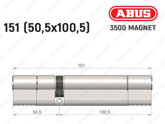 Циліндр ABUS BRAVUS MAGNET 3500 MX, ключ-ключ, 150 мм (50х100)