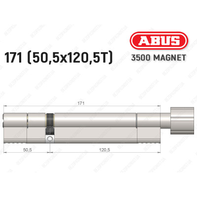 Цилиндр ABUS BRAVUS MAGNET 3500 MX, с тумблером, 170 мм (50х120T)