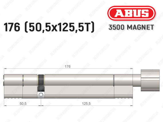 Циліндр ABUS BRAVUS MAGNET 3500 MX, з тумблером, 175 мм (50х125T)