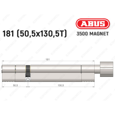 Цилиндр ABUS BRAVUS MAGNET 3500 MX, с тумблером, 180 мм (50х130T)