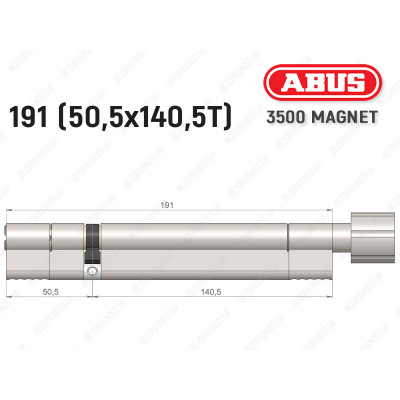 Циліндр ABUS BRAVUS MAGNET 3500 MX, з тумблером, 190 мм (50х140T)