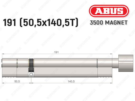 Цилиндр ABUS BRAVUS MAGNET 3500 MX, с тумблером, 190 мм (50х140T)