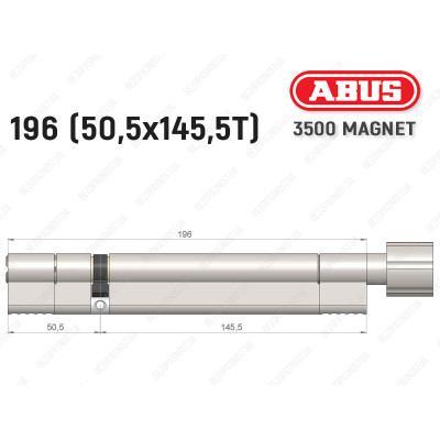 Циліндр ABUS BRAVUS MAGNET 3500 MX, з тумблером, 195 мм (50х145T)