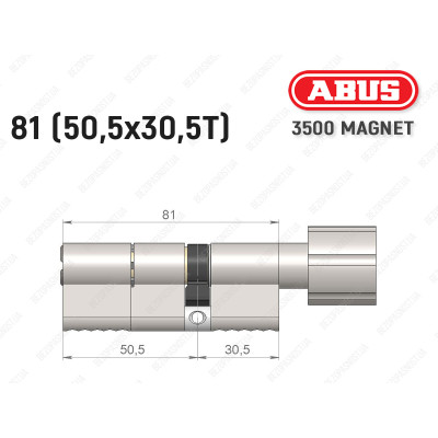 Цилиндр ABUS BRAVUS MAGNET 3500 MX, с тумблером, 80 мм (50х30T)
