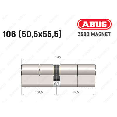 Циліндр ABUS BRAVUS MAGNET 3500 MX, ключ-ключ, 105 мм (50х55)