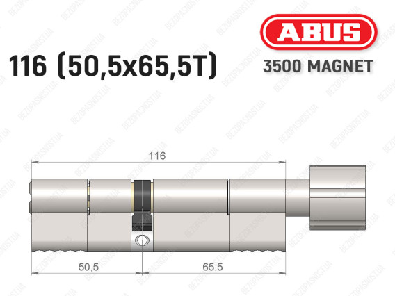 Циліндр ABUS BRAVUS MAGNET 3500 MX, з тумблером, 115 мм (50х65T)