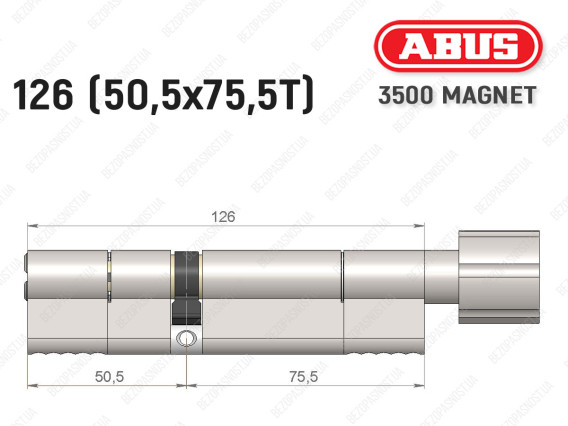 Циліндр ABUS BRAVUS MAGNET 3500 MX, з тумблером, 125 мм (50х75T)