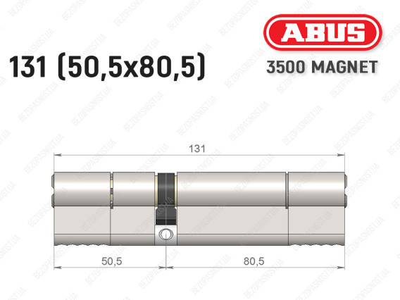 Цилиндр ABUS BRAVUS MAGNET 3500 MX, ключ-ключ, 130 мм (50х80)