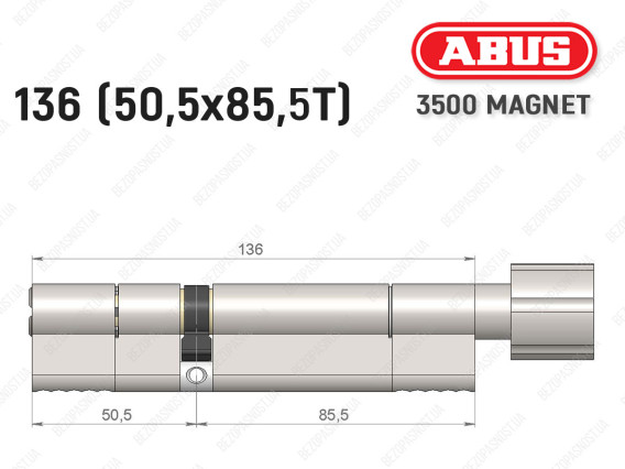 Цилиндр ABUS BRAVUS MAGNET 3500 MX, с тумблером, 135 мм (50х85T)