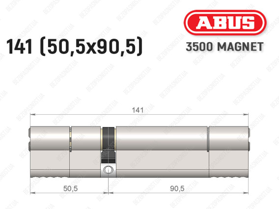 Циліндр ABUS BRAVUS MAGNET 3500 MX, ключ-ключ, 140 мм (50х90)