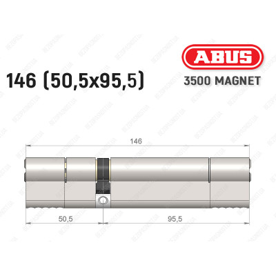 Циліндр ABUS BRAVUS MAGNET 3500 MX, ключ-ключ, 145 мм (50х95)