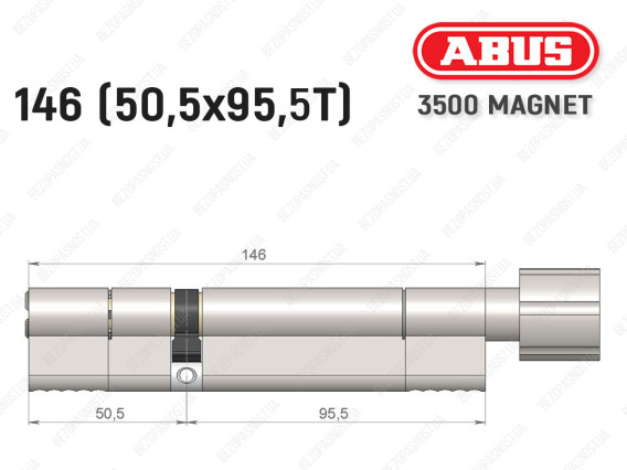 Циліндр ABUS BRAVUS MAGNET 3500 MX, з тумблером, 145 мм (50х95T)