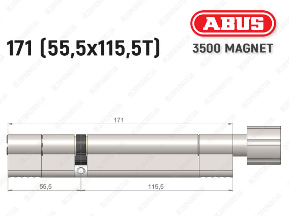 Цилиндр ABUS BRAVUS MAGNET 3500 MX, с тумблером, 170 мм (55х115T)