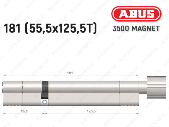 Циліндр ABUS BRAVUS MAGNET 3500 MX, з тумблером, 180 мм (55х125T)
