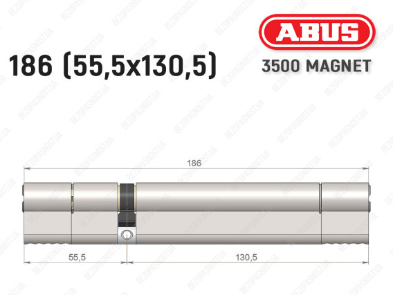 Циліндр ABUS BRAVUS MAGNET 3500 MX, ключ-ключ, 185 мм (55х130)