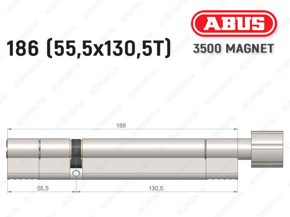 Цилиндр ABUS BRAVUS MAGNET 3500 MX, с тумблером, 185 мм (55х130T)