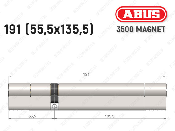 Цилиндр ABUS BRAVUS MAGNET 3500 MX, ключ-ключ, 190 мм (55х135)