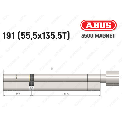 Циліндр ABUS BRAVUS MAGNET 3500 MX, з тумблером, 190 мм (55х135T)