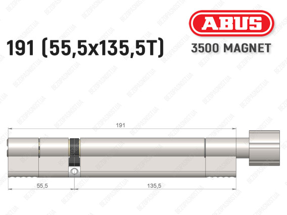 Циліндр ABUS BRAVUS MAGNET 3500 MX, з тумблером, 190 мм (55х135T)