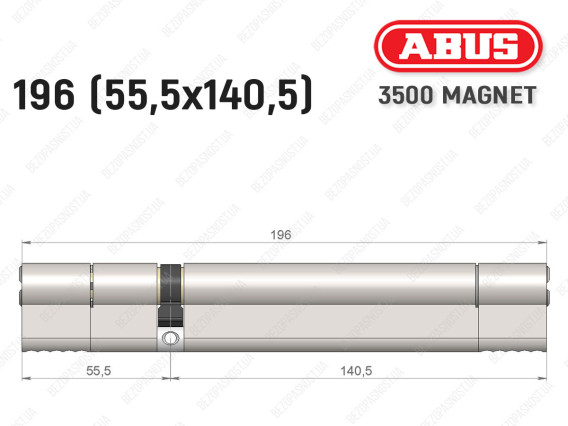 Цилиндр ABUS BRAVUS MAGNET 3500 MX, ключ-ключ, 195 мм (55х140)