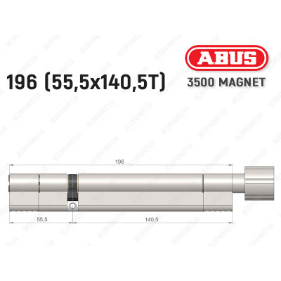 Циліндр ABUS BRAVUS MAGNET 3500 MX, з тумблером, 195 мм (55х140T)