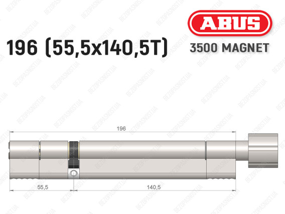 Цилиндр ABUS BRAVUS MAGNET 3500 MX, с тумблером, 195 мм (55х140T)