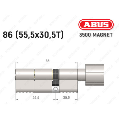 Цилиндр ABUS BRAVUS MAGNET 3500 MX, с тумблером, 85 мм (55х30T)