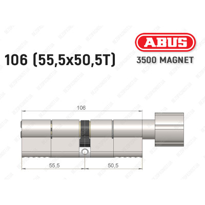 Циліндр ABUS BRAVUS MAGNET 3500 MX, з тумблером, 105 мм (55х50T)