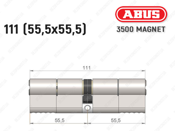 Циліндр ABUS BRAVUS MAGNET 3500 MX, ключ-ключ, 110 мм (55х55)