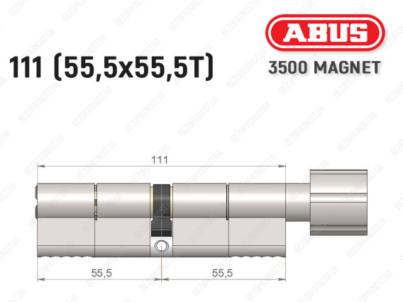 Цилиндр ABUS BRAVUS MAGNET 3500 MX, с тумблером, 110 мм (55х55T)