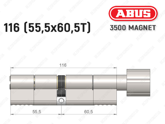 Цилиндр ABUS BRAVUS MAGNET 3500 MX, с тумблером, 115 мм (55х60T)
