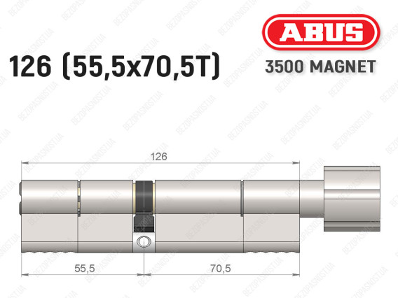 Циліндр ABUS BRAVUS MAGNET 3500 MX, з тумблером, 125 мм (55х70T)