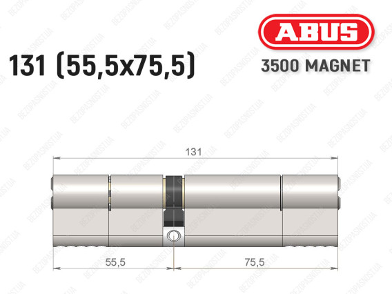 Цилиндр ABUS BRAVUS MAGNET 3500 MX, ключ-ключ, 130 мм (55х75)